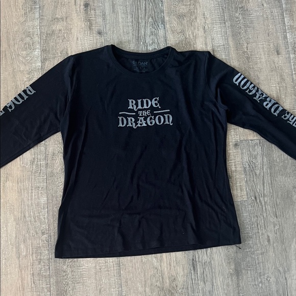Gildan Tops - Gildan Black Long Sleeve Tee - Ride the Dragon